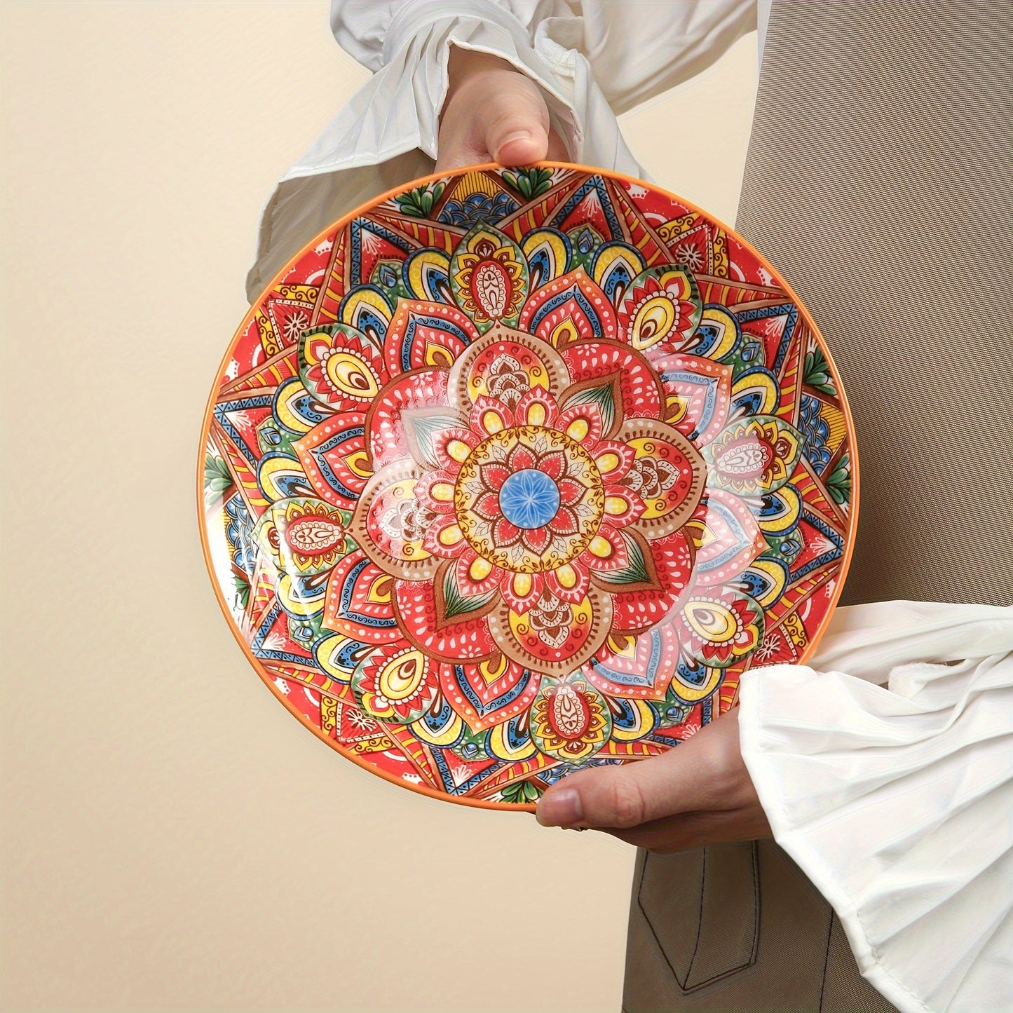 Bohemian 8 Inch Ceramic Dinner Plates Microwave Safe