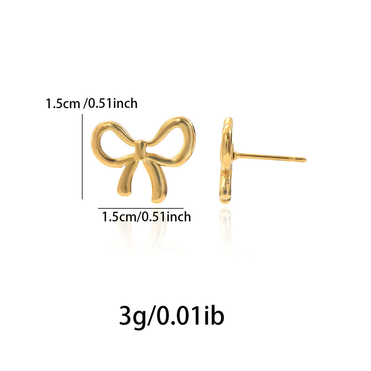 18K Gold Plated Bow Stainless Steel Earring