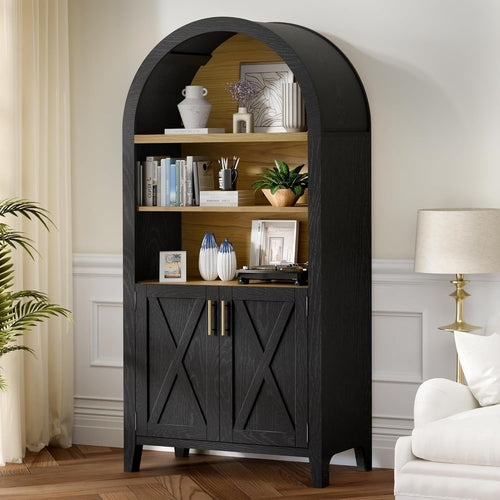 Arched 5-Tier Storage Cabinet Beech Door Buffet Farmhouse