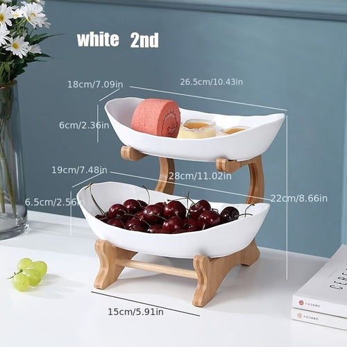 MultiLayer Bamboo Fruit Basket Snack Tray Set