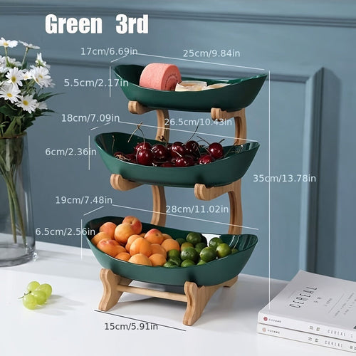 MultiLayer Bamboo Fruit Basket Snack Tray Set