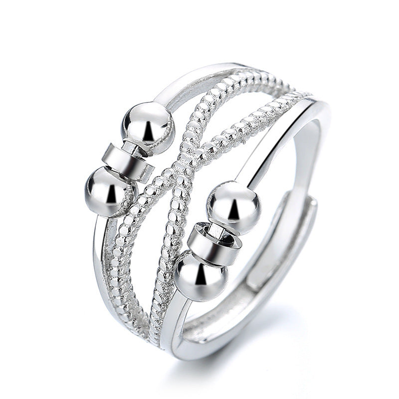 Rotatable Ring with Open Design Fashion Double-layered Hollow Line