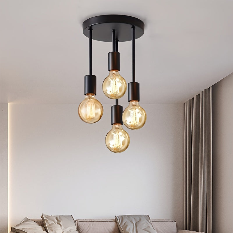 Modern Black 4 Lamp Satellite Ceiling Pendant Light