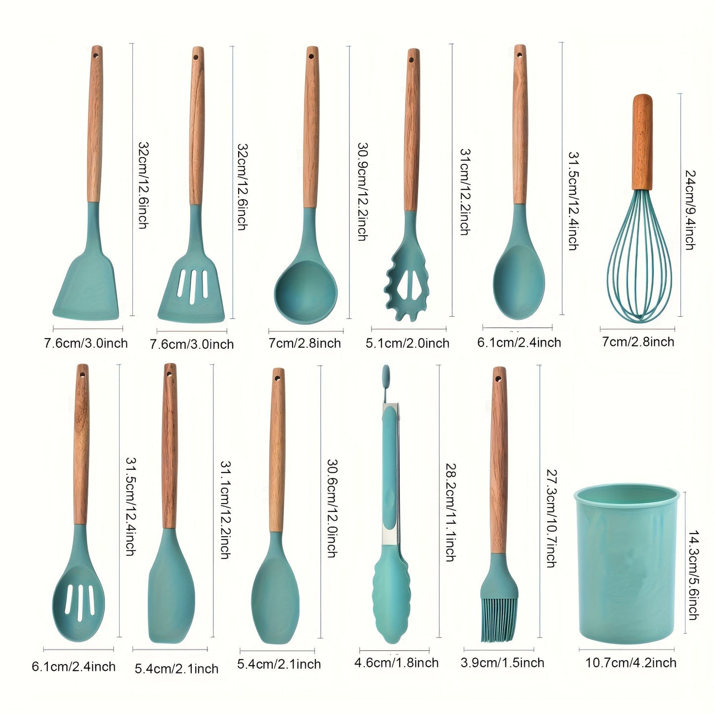 12 Piece Grey Silicone Kitchen Utensil Set with Holder
