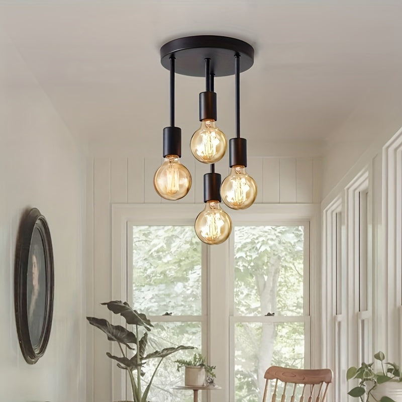 Modern Black 4 Lamp Satellite Ceiling Pendant Light