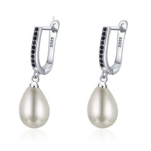 Ol Style Circle Rhinestone Zircon Pearl Earrings
