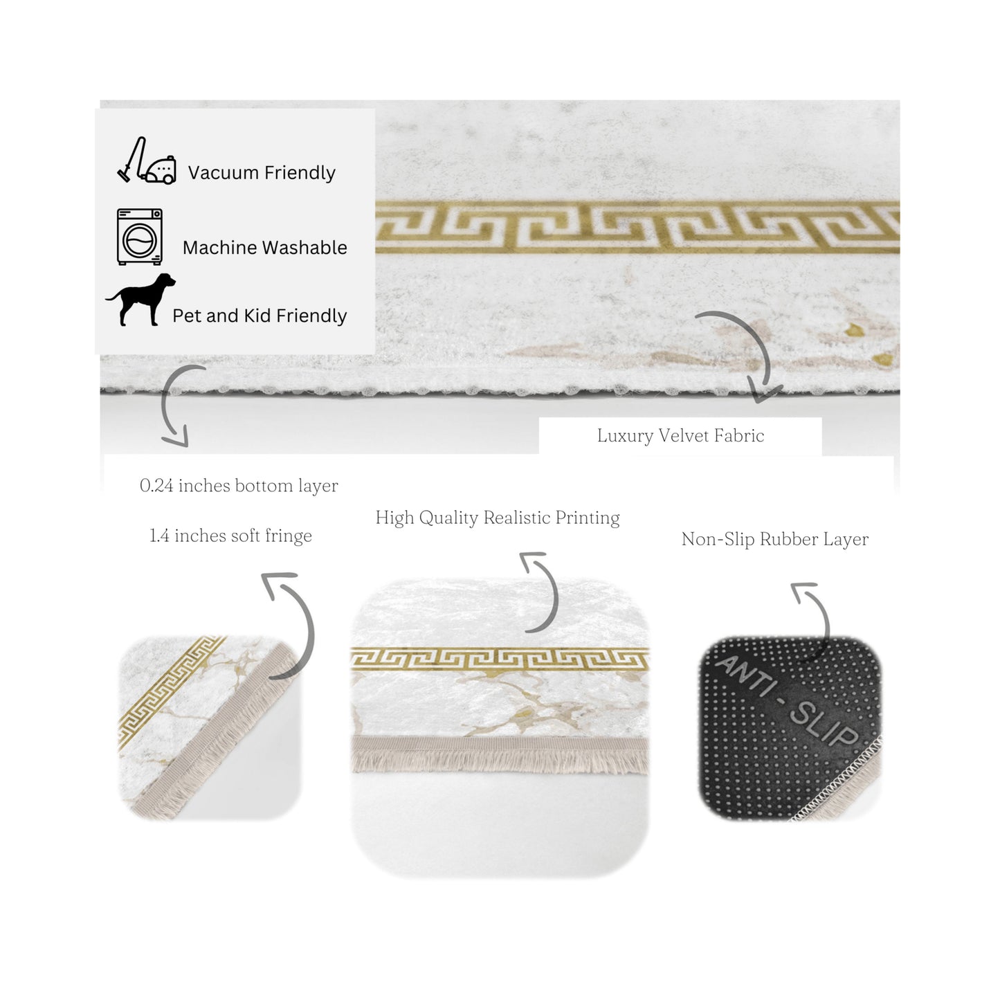 Marble Design Home Decor Washable Area Rug | Homeezone