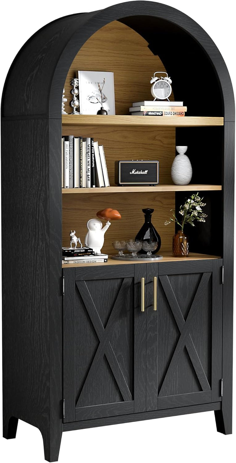 Arched 5-Tier Storage Cabinet Beech Door Buffet Farmhouse
