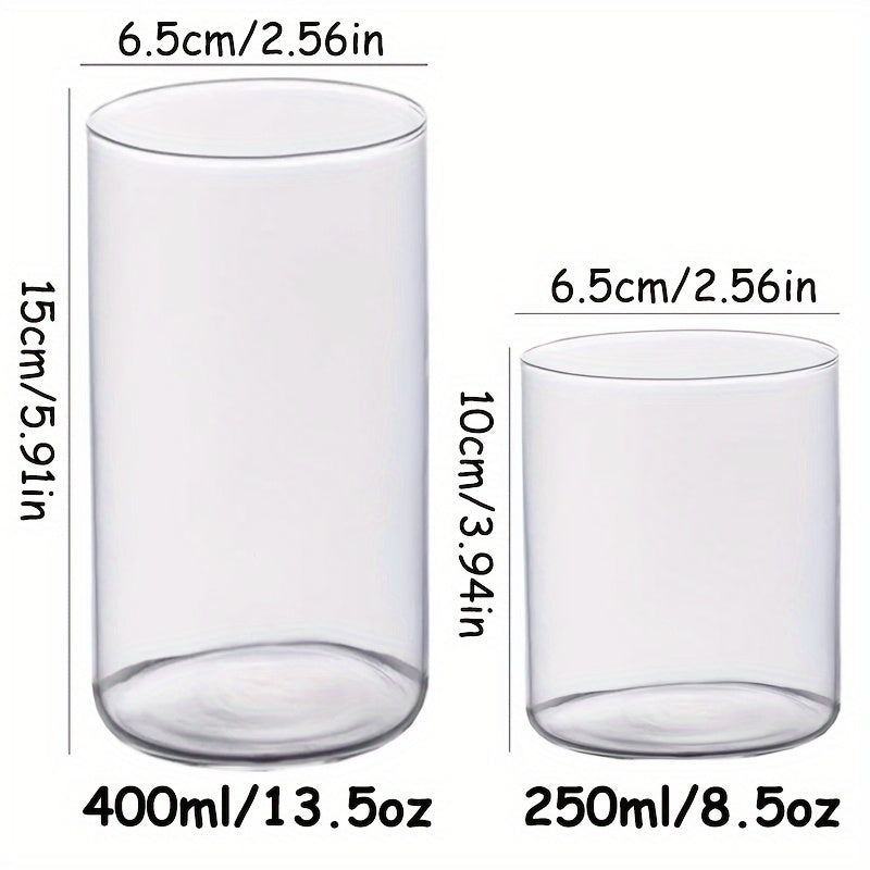 6 pcs Borosilicate Glass Drinking Cups Set, 250/400ml Clear Highball