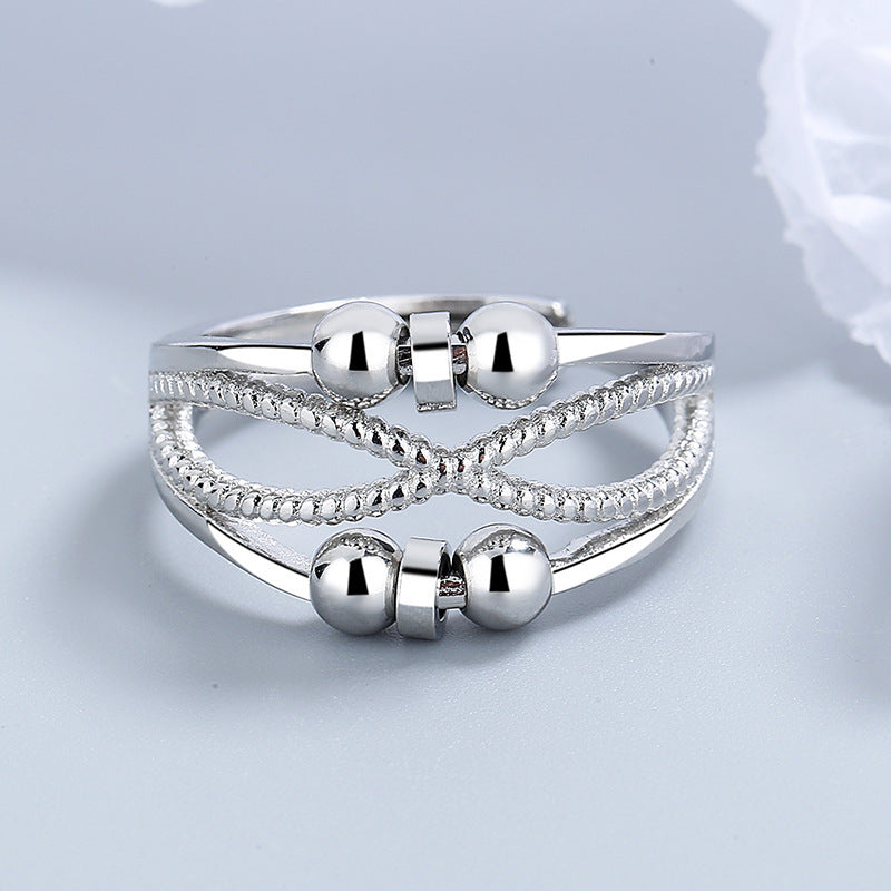 Rotatable Ring with Open Design Fashion Double-layered Hollow Line