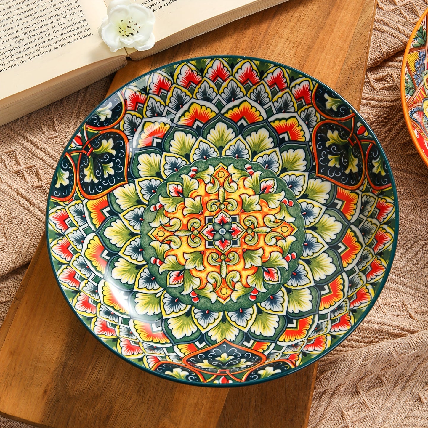 Bohemian 8 Inch Ceramic Dinner Plates Microwave Safe
