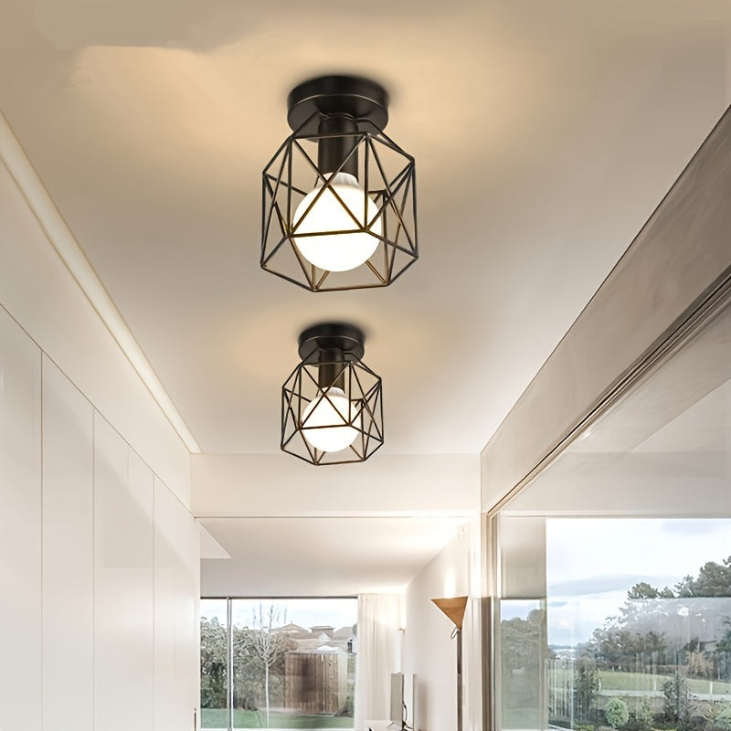 Modern Nordic Black Geometric Ceiling Light E27 Base