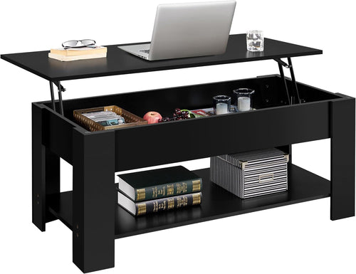 Lift Top Coffee Table with Hidden Compartment and Storage Shelf,