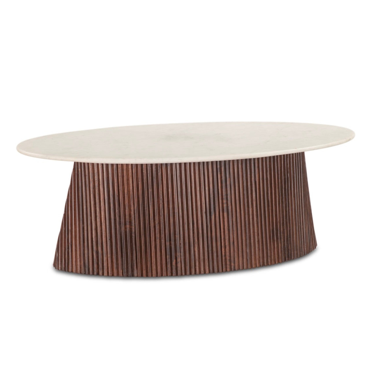 Oval Marble & Wood Coffee Table