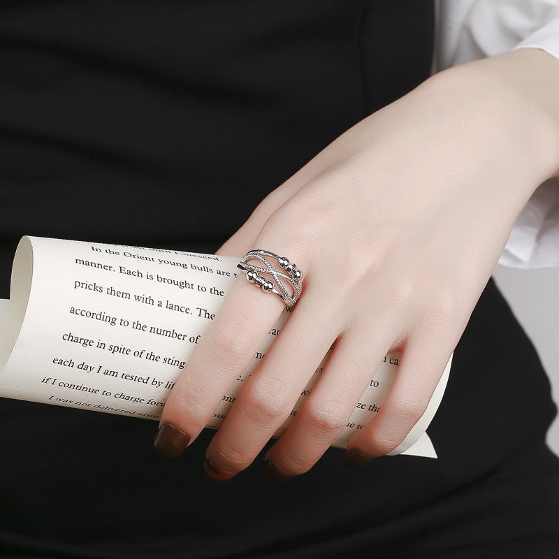 Rotatable Ring with Open Design Fashion Double-layered Hollow Line