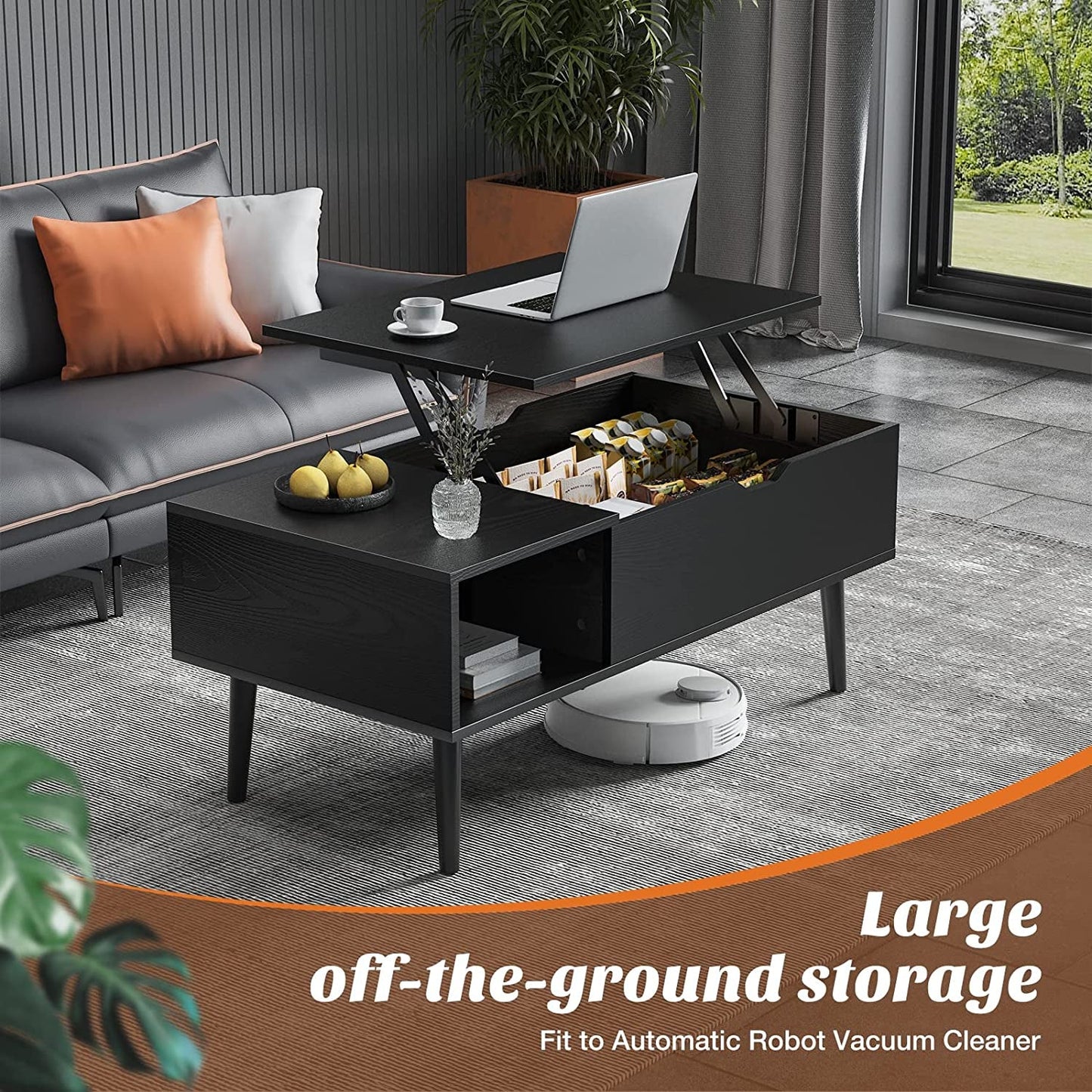 Coffee Table Black, Lift Top Coffee Tables for Living Room, Small