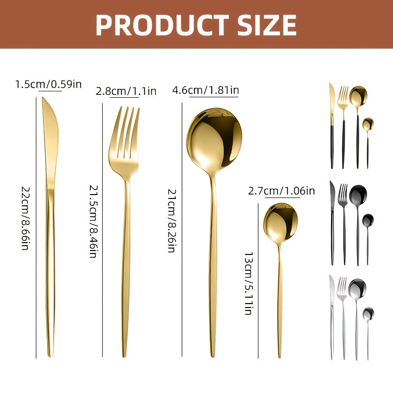 24 Piece Dishwasher Safe Stainless-Steel Cutlery Set Multi-Colored