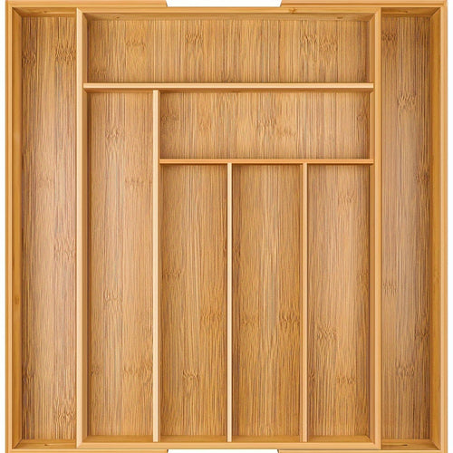 Adjustable Bamboo Cutlery Organizer - Expandable Drawer Divider for