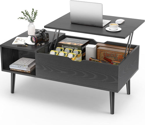 Coffee Table Black, Lift Top Coffee Tables for Living Room, Small