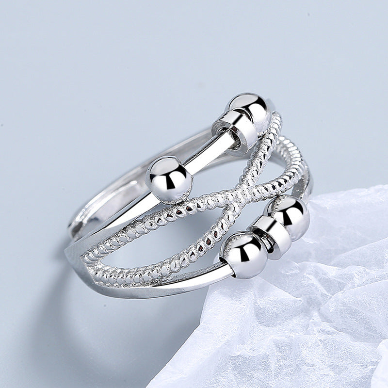 Rotatable Ring with Open Design Fashion Double-layered Hollow Line