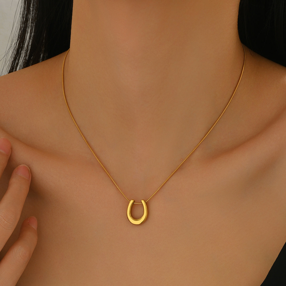 18K Gold-Plated Stainless-Steel U-Shape Necklace