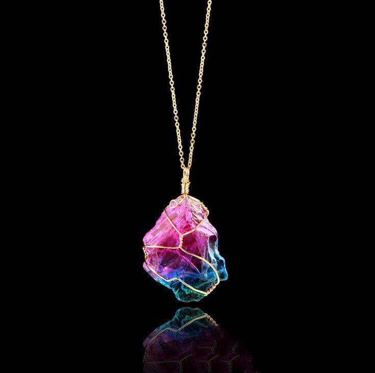 Natural Stone Crystal Transparent Pendant Necklace