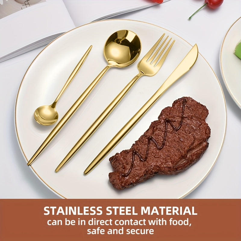 24 Piece Dishwasher Safe Stainless-Steel Cutlery Set Multi-Colored