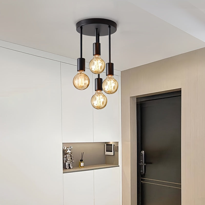 Modern Black 4 Lamp Satellite Ceiling Pendant Light