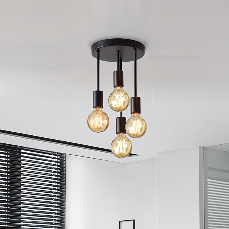 Modern Black 4 Lamp Satellite Ceiling Pendant Light
