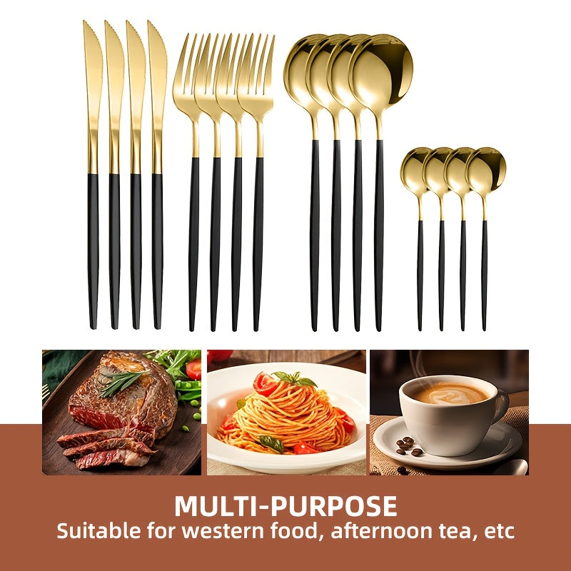 24 Piece Dishwasher Safe Stainless-Steel Cutlery Set Multi-Colored