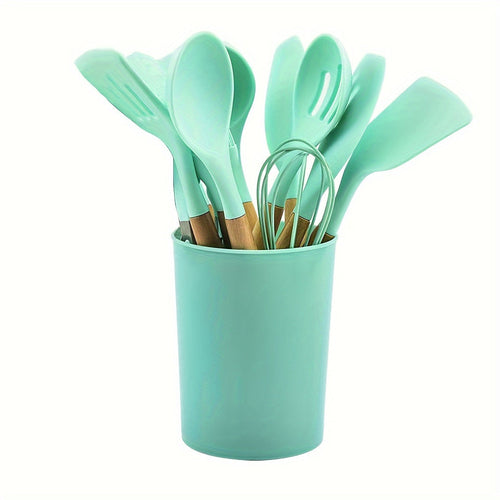12 Piece Grey Silicone Kitchen Utensil Set with Holder