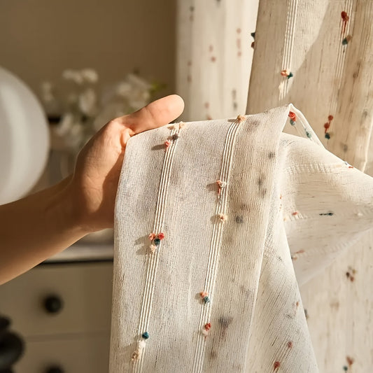 Vintage Linen Rainbow Sugar Bean Sheer Curtain Light Filtering