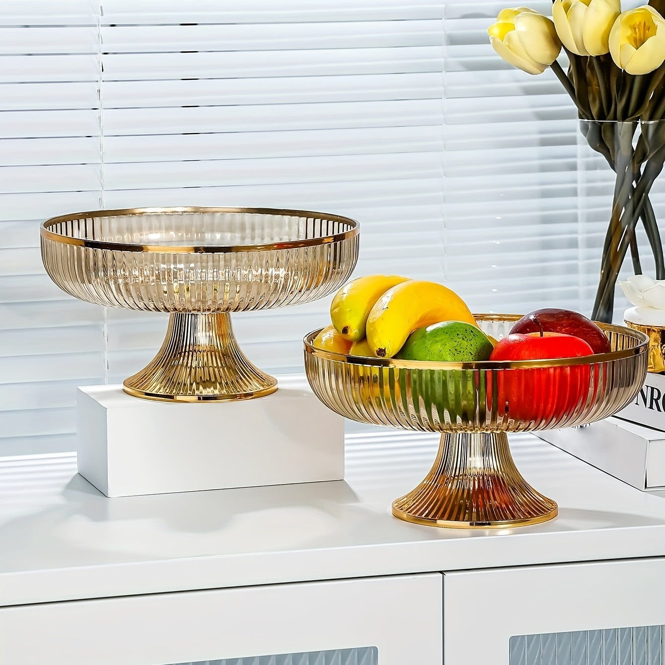 Elegant Gold Trimmed Acrylic Fruit Bowl for Home Events
