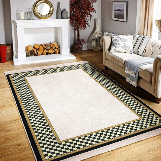 Checkered Pattern Washable Rug | Homeezone