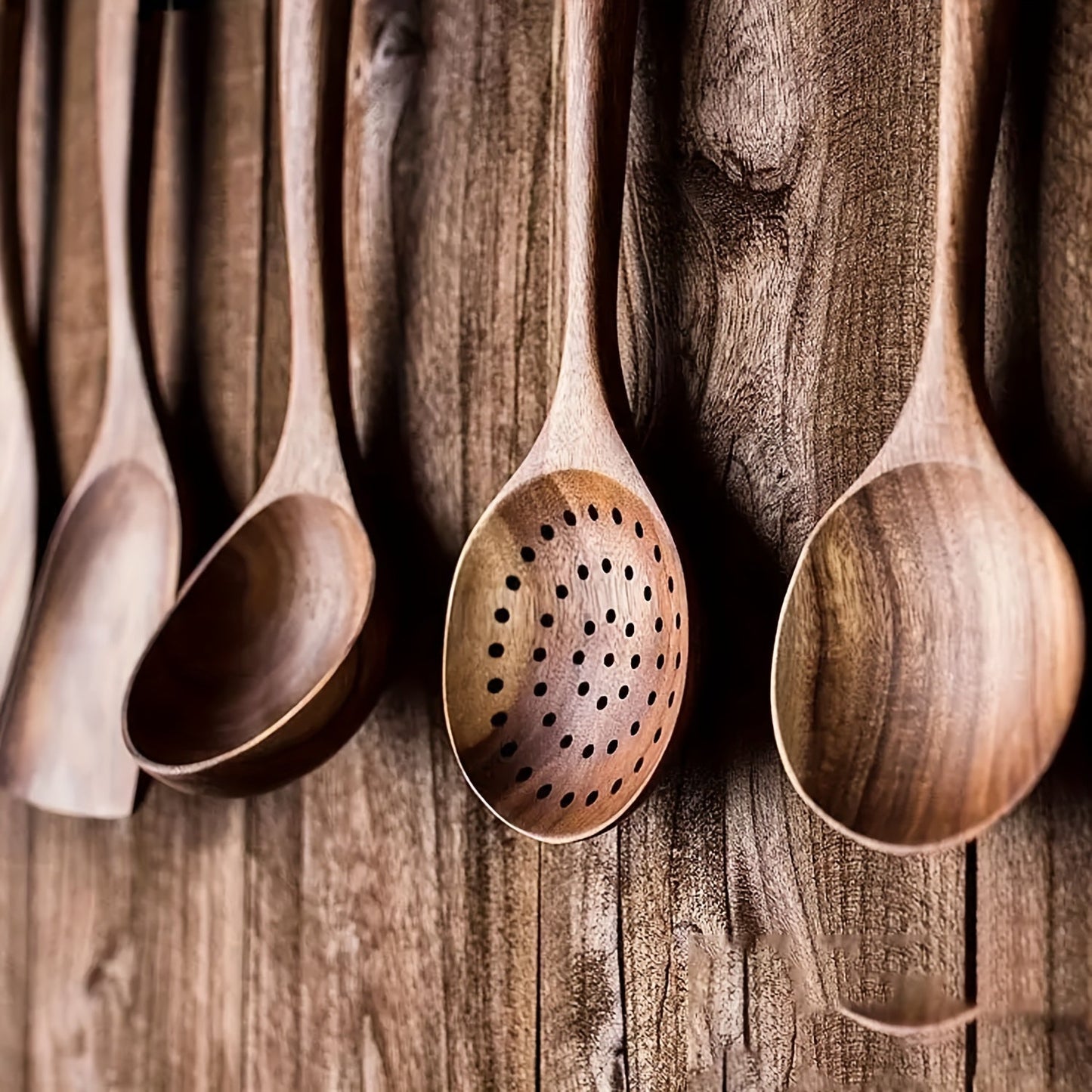 5 Piece Premium Wooden Utensil Set for Non-Stick Cookware