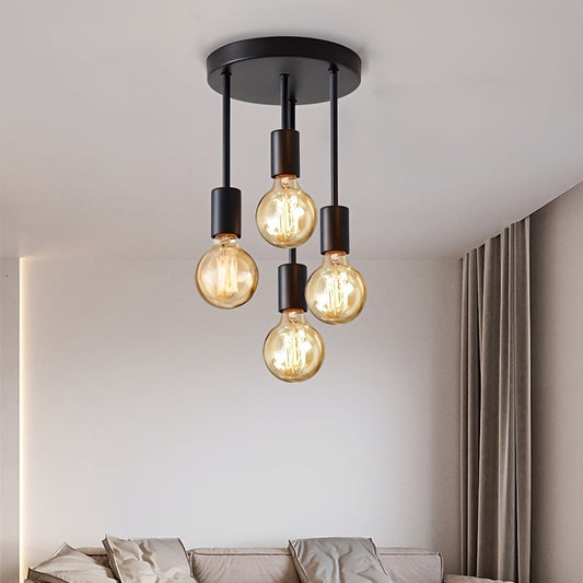 Modern Black 4 Lamp Satellite Ceiling Pendant Light