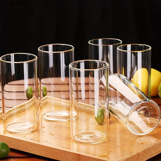 6 pcs Borosilicate Glass Drinking Cups Set, 250/400ml Clear Highball