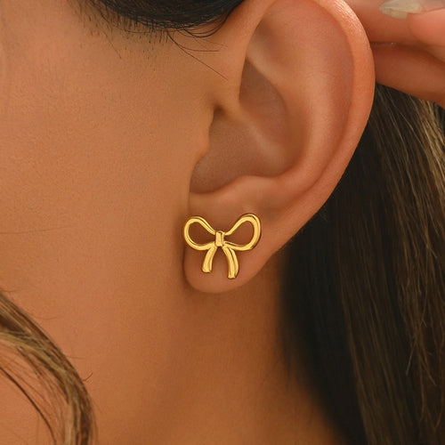 18K Gold Plated Bow Stainless Steel Earring
