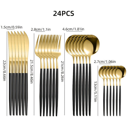 24 Piece Dishwasher Safe Stainless-Steel Cutlery Set Multi-Colored