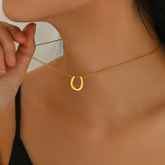 18K Gold-Plated Stainless-Steel U-Shape Necklace