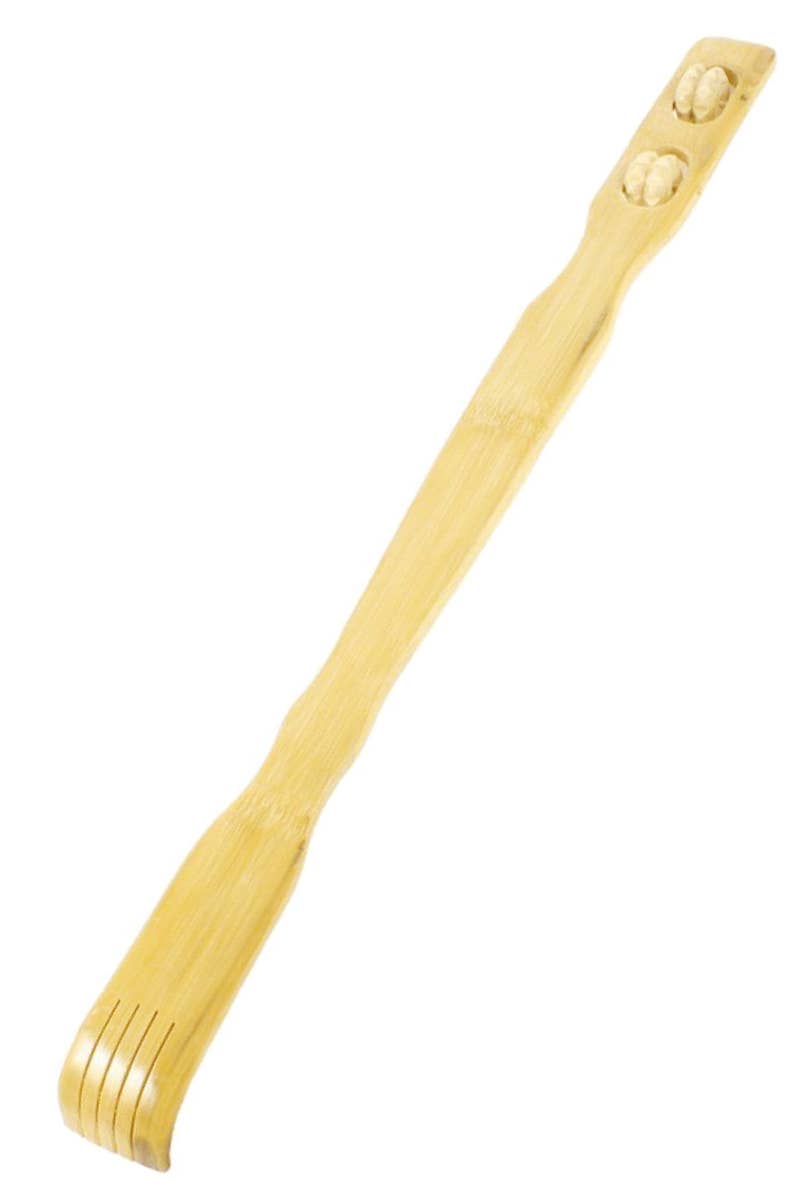Bamboo Wood Back Scratcher with Double Wheel Massage Roller
