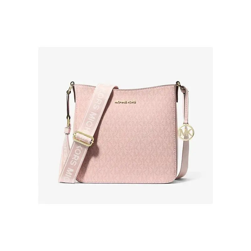 Michael Kors Jet Set Travel Small Shoulder Messenger Crossbody Bag (Powder Blush Signature/Gold Tone)