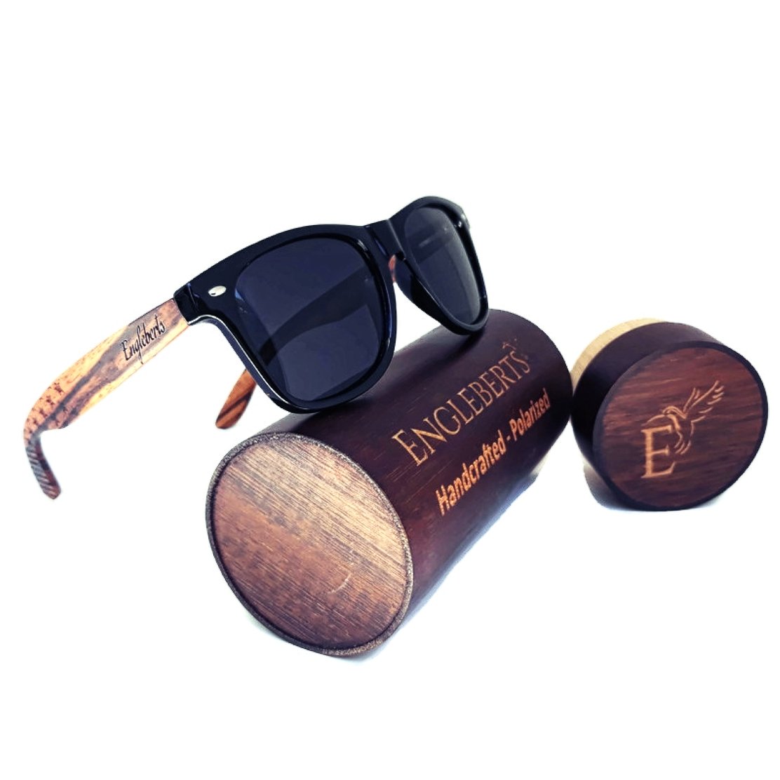 Zebrawood Sunglasses, Stars and Bars with Wooden Case