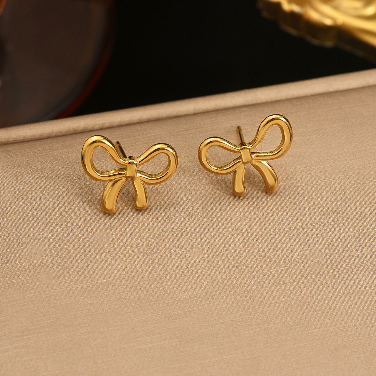 18K Gold Plated Bow Stainless Steel Earring