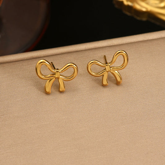 18K Gold Plated Bow Stainless Steel Earring