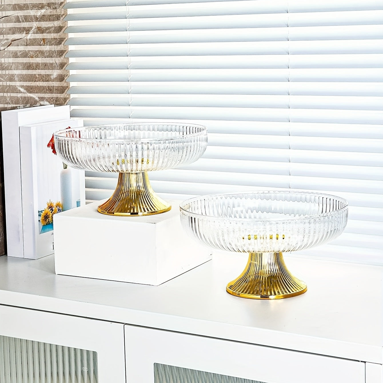 Elegant Gold Trimmed Acrylic Fruit Bowl for Home Events