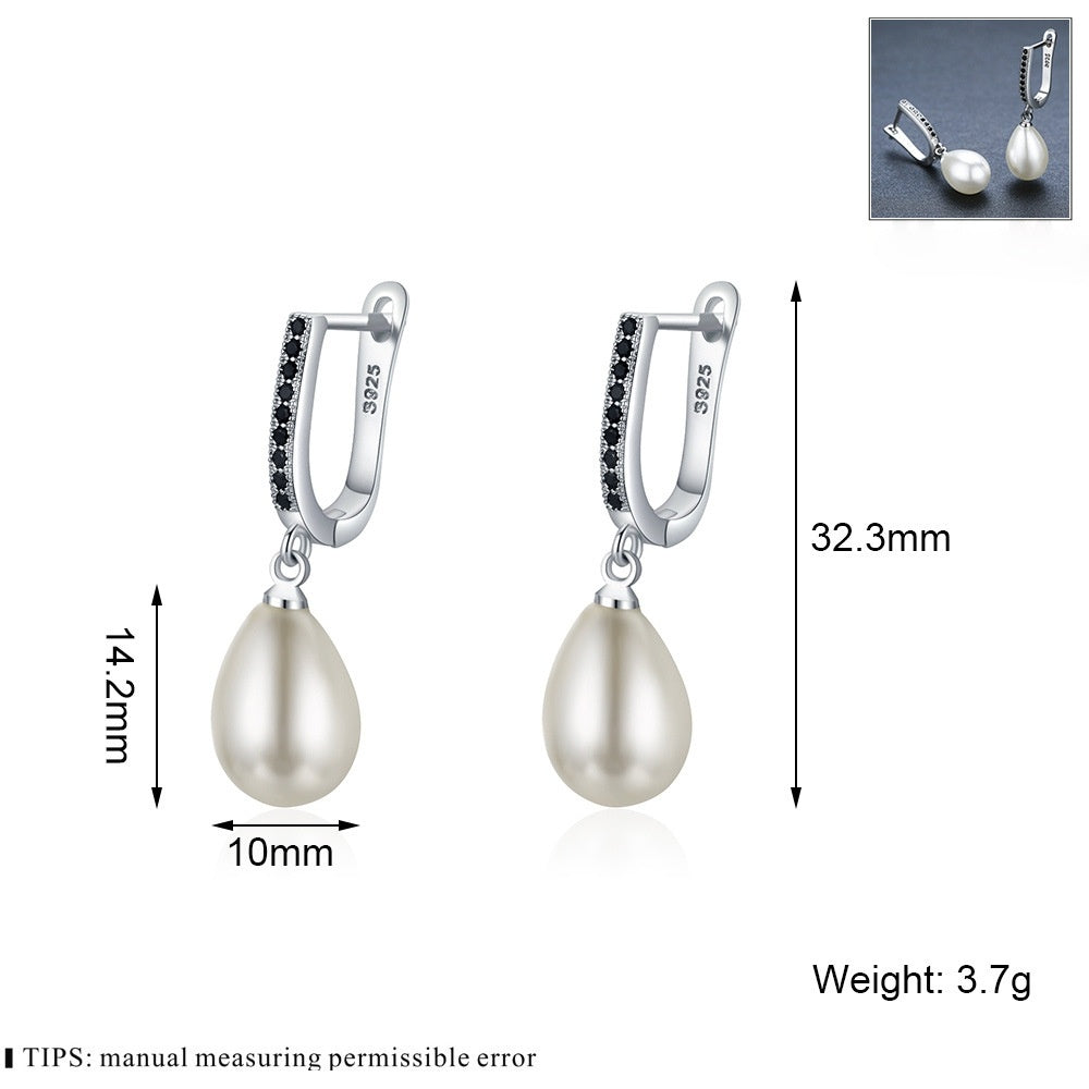 Ol Style Circle Rhinestone Zircon Pearl Earrings