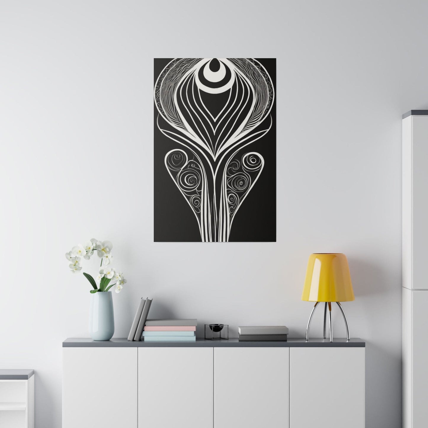 Wall Decor - Giclee Poster Art Print - Floral White Line Art Print