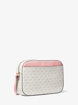 Michael Kors Jet Set Travel Small Shoulder Messenger Crossbody Bag (Powder Blush Signature/Gold Tone)