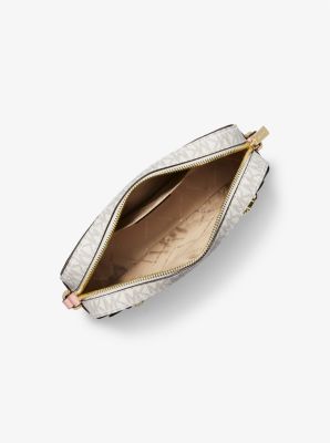 Michael Kors Jet Set Travel Small Shoulder Messenger Crossbody Bag (Powder Blush Signature/Gold Tone)